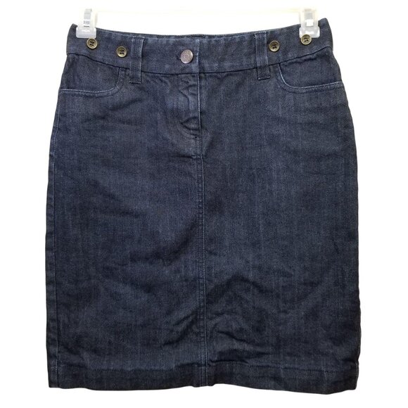 J Crew 4 Blue Jean Denim Pencil Skirt 94850 Back Slit Y2K Comfort Summer - Picture 2 of 6